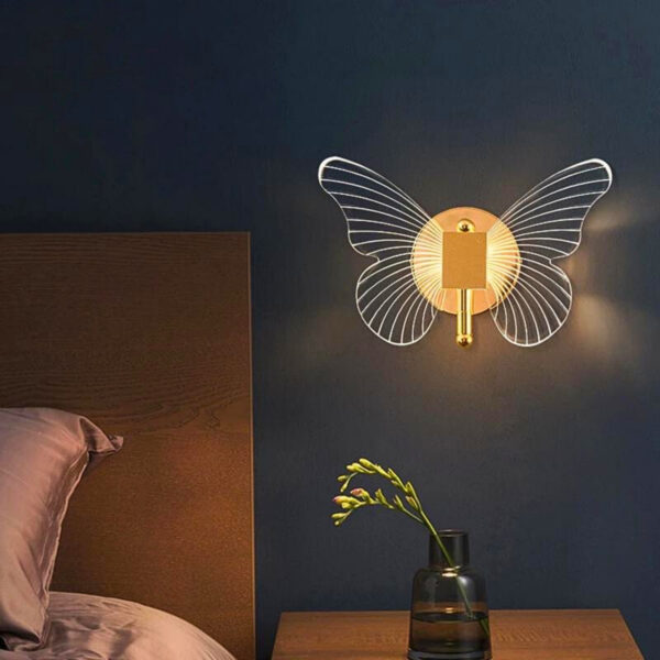 Arandela Borboleta Led 3000k Dourada Decorativa De Parede - Imagem 2