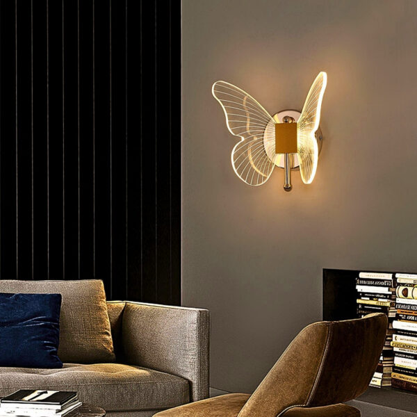 Arandela Borboleta Led 3000k Dourada Decorativa De Parede - Imagem 4