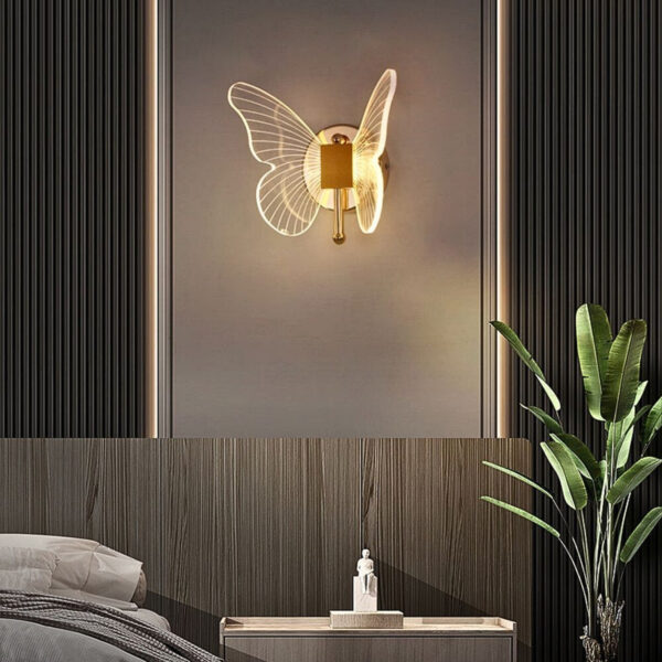 Arandela Borboleta Led 3000k Dourada Decorativa De Parede - Imagem 6