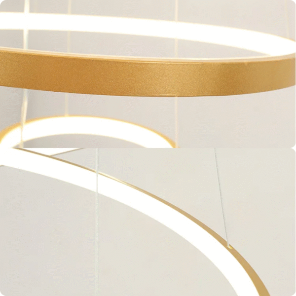 Lustre Redondo 3 Arcos Dourado 3in1 Moderno Bivolt 96watts - Imagem 3