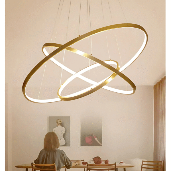 Lustre Redondo 3 Arcos Dourado 3in1 Moderno Bivolt 96watts - Imagem 2