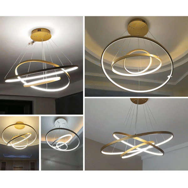 Lustre Redondo 3 Arcos Dourado 3in1 Moderno Bivolt 96watts - Imagem 6
