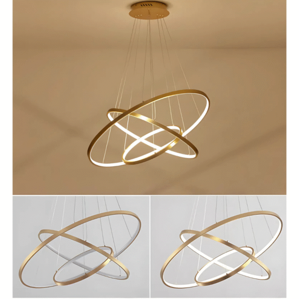 Lustre Redondo 3 Arcos Dourado 3in1 Moderno Bivolt 96watts - Imagem 7