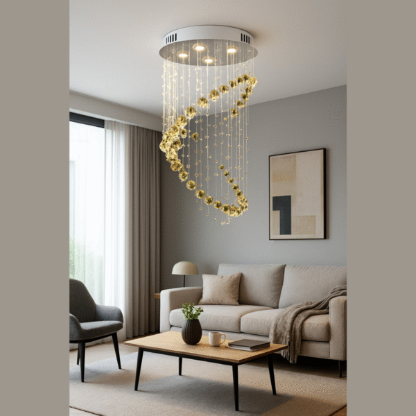 Plafon Lustre Redondo Cristal Legitimo 50*80+lampadas Leds - Imagem 4