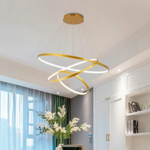 Lustre Redondo 3 Arcos Dourado 3in1 Moderno Bivolt 96watts - Imagem 8