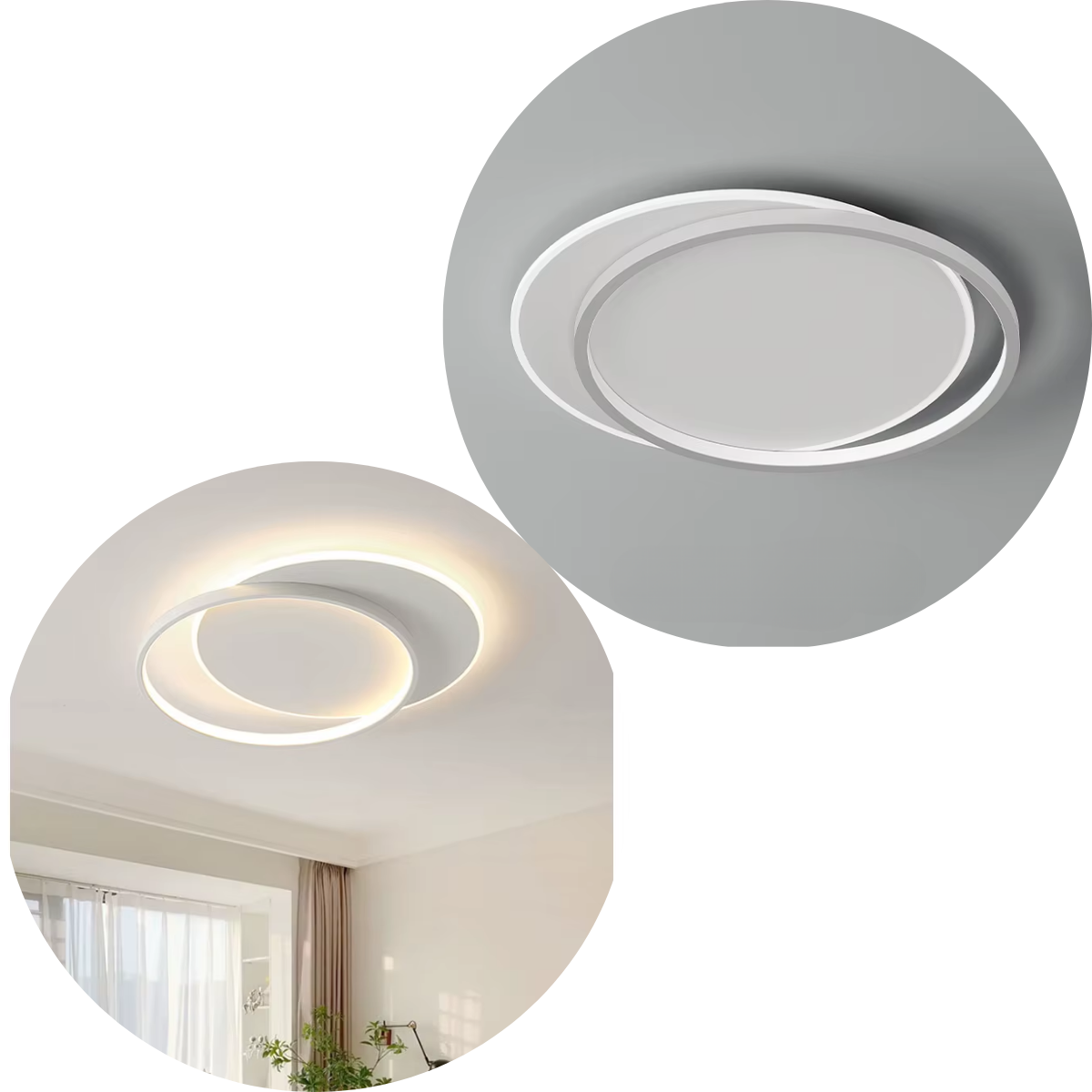 Luminaria Plafon De Teto Minimalista 2 Aneis Branco