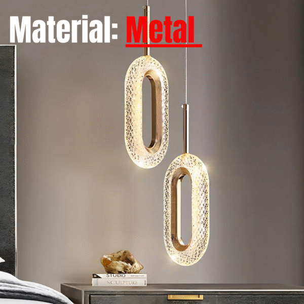 Luminaria Pendente Oval Acrilico Nordic Dourado Moderno - Imagem 2