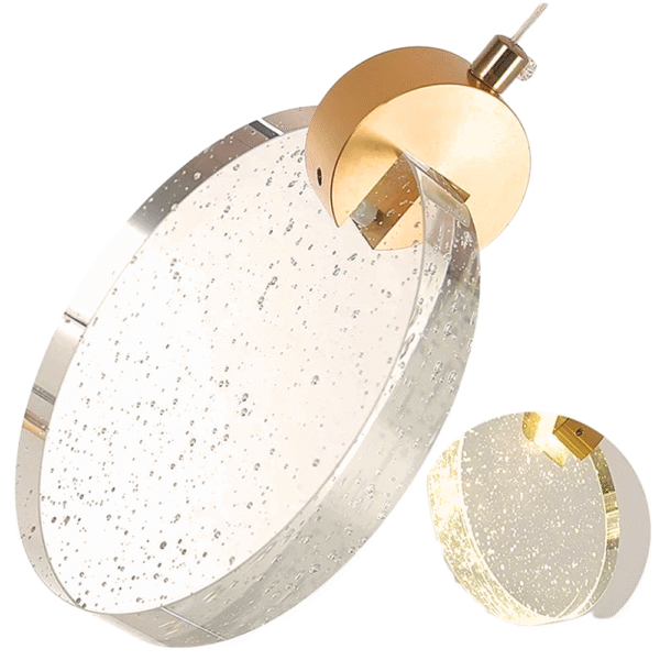 Pendente Lua De Cristal Vidro Com Bolhas - Dourado