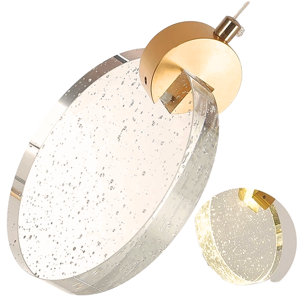 Pendente Lua De Cristal Vidro Com Bolhas - Dourado