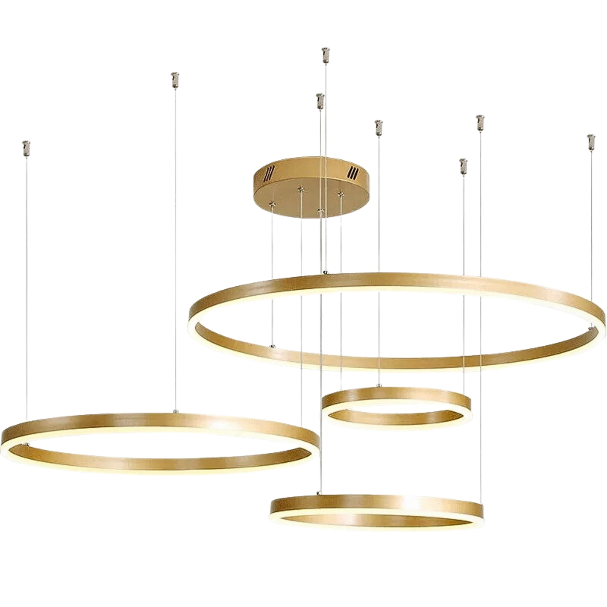 Lustre Pendente Anéis Led 4 Arco Ouro Rustico Nordecor