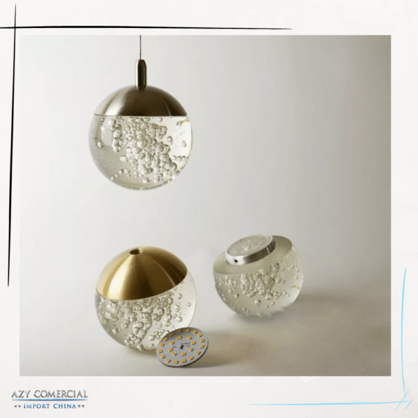 Luminaria Pendente Led Lua Cheia Cor Ouro Velho - Cristal - Imagem 6