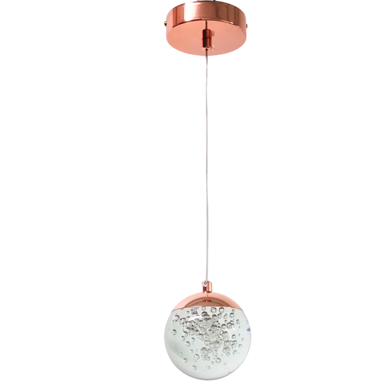 Luminaria Pendente Led Lua Cheia Cor Rosé - Cristal