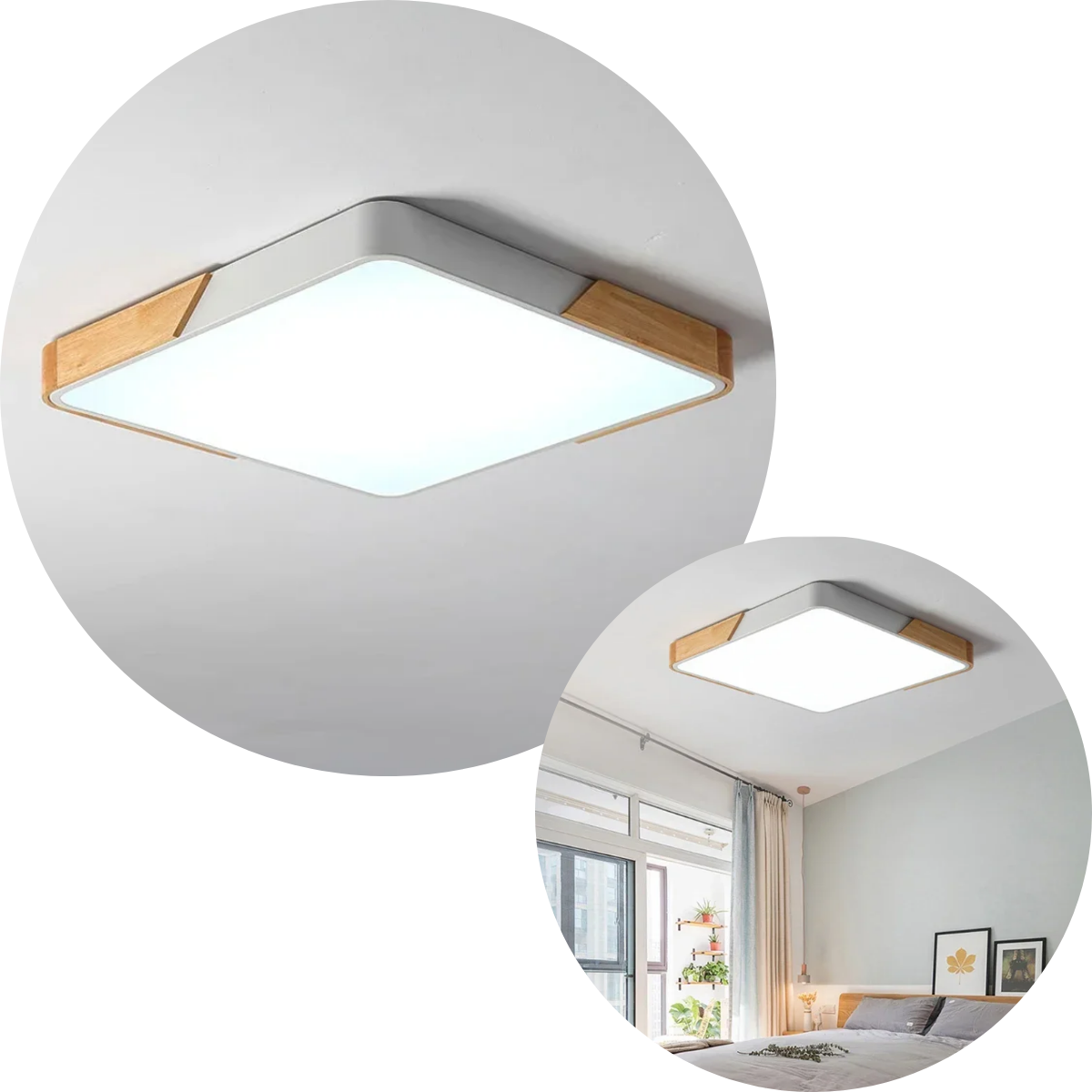 Luminaria Plafon Quadrado Amadeirado Cinza 40cm 3 In 1