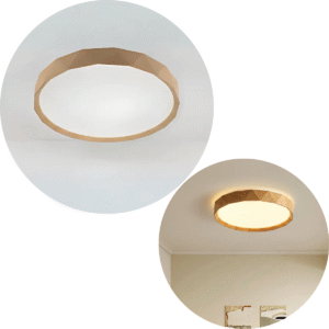 Luminaria Plafon Redondo Amadeirado Bege 3 In 1 Moderno