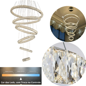 Lustre Cristal Aliança 6 Arcos 120x100x80x60x40x20 Bivolt