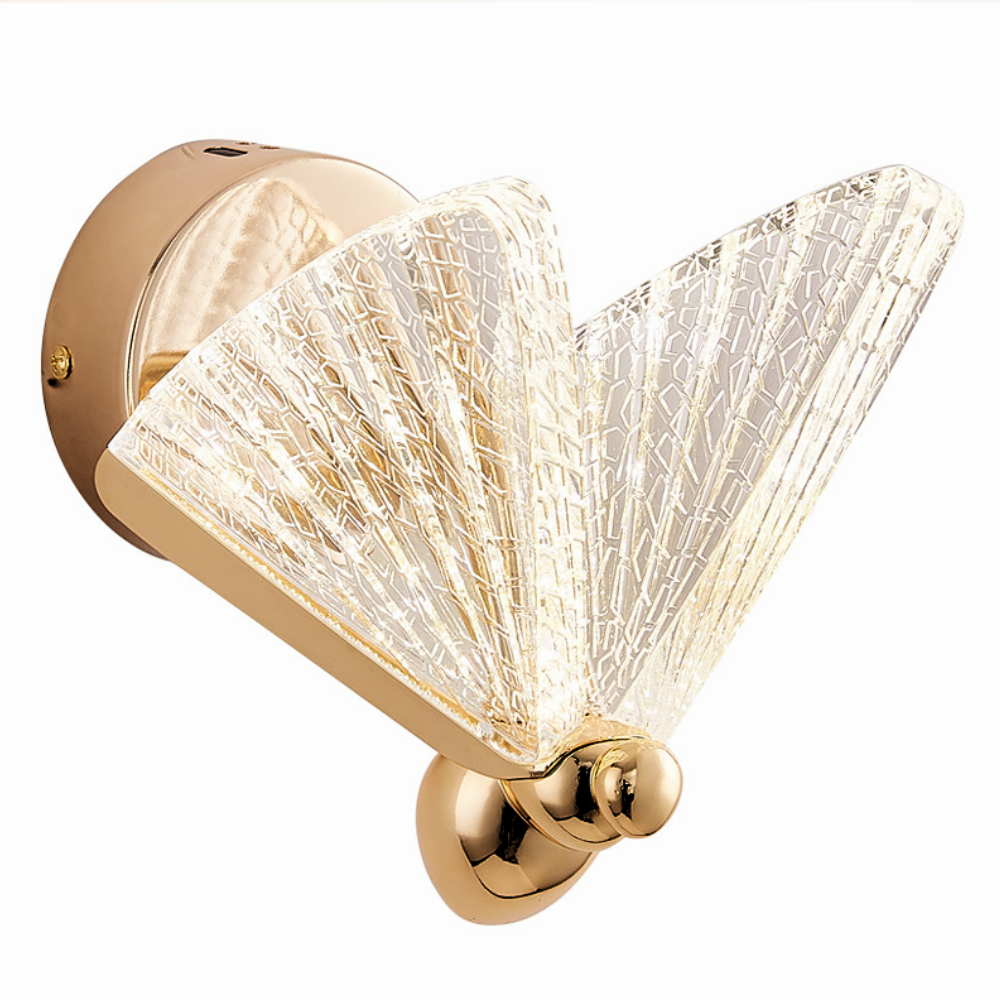 Arandela Led Borboleta Dourada G 23cm Decorativa Moderna