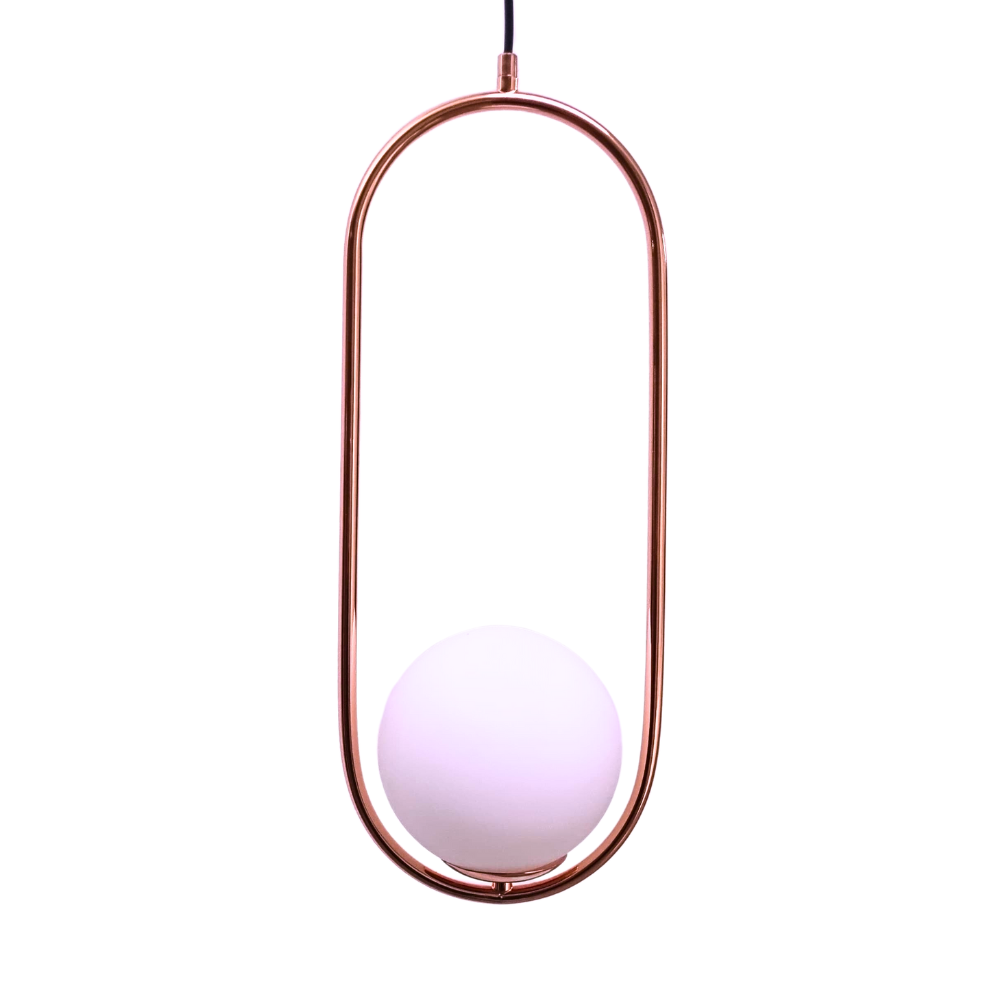 Lustre Luminaria Pendente Jabuticaba Oval Ring Rose