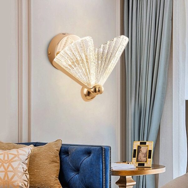 Arandela Led Borboleta Dourada G 23cm Decorativa Moderna - Imagem 6
