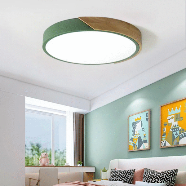 Luminaria Plafon Redondo Amadeirado Verde 3 In 1 Lumille - Imagem 2