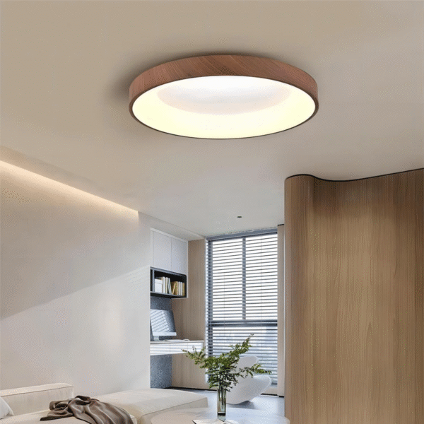 Luminaria Plafon Redondo Amadeirado Marron 3 In 1 Cleam - Imagem 2