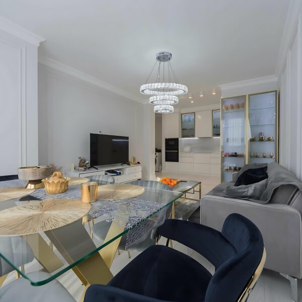 Lustre Cristal Legitimo Led 3 Aros 60x40x20+controle Sem Fio - Imagem 5
