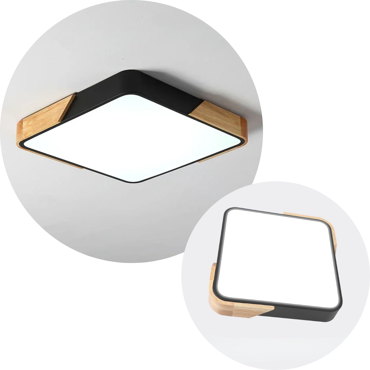 Luminaria Plafon Quadrado Amadeirado Black 40cm 3 In 1