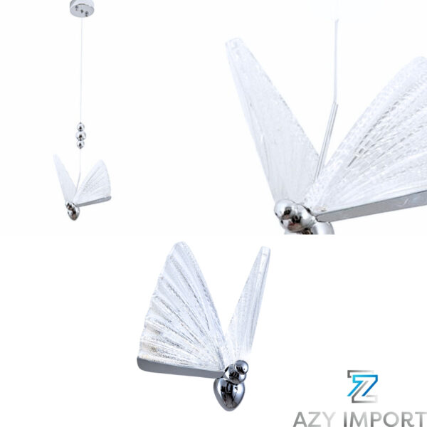 Luminaria Led Pendente Borboleta 22cm Prata Grande - Imagem 6