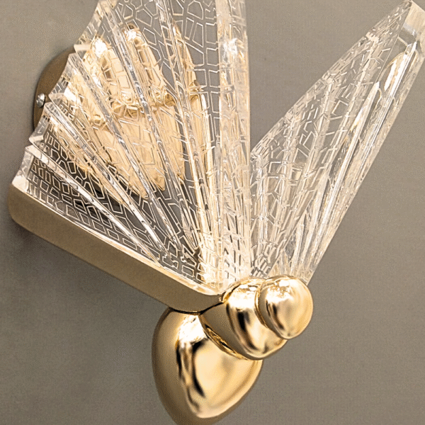 Arandela Led Borboleta Dourada G 23cm Decorativa Moderna - Imagem 2