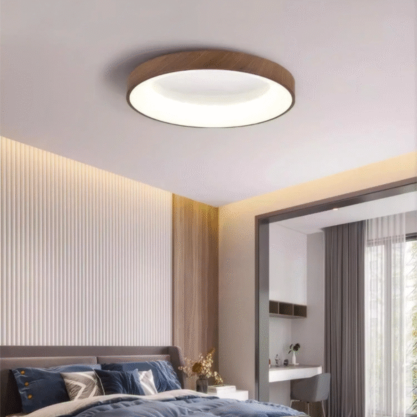 Luminaria Plafon Redondo Amadeirado Marron 3 In 1 Cleam - Imagem 5