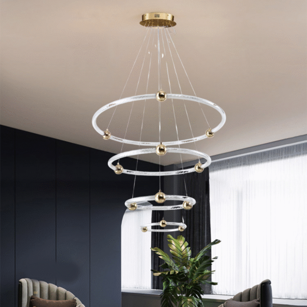 Lustre Aliança 4 Aneis 80x60x40x20 Galaxy Luxo Bivolt - Imagem 4