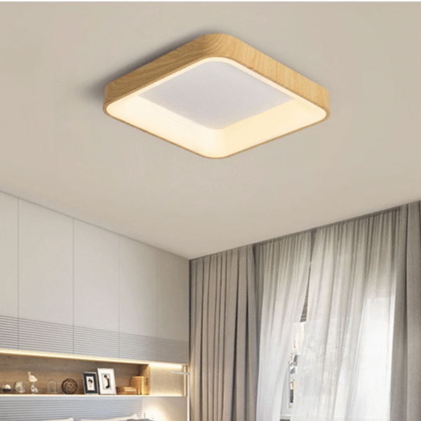Luminaria Plafon Quadrado Amadeirado Bege 3 In 1 Cleam - Imagem 2