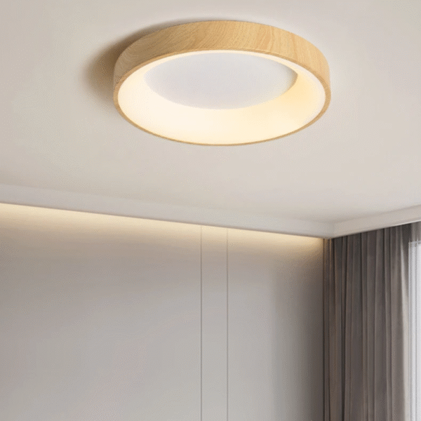 Luminaria Plafon Redondo Amadeirado Bege 3 In 1 Cleam - Imagem 2