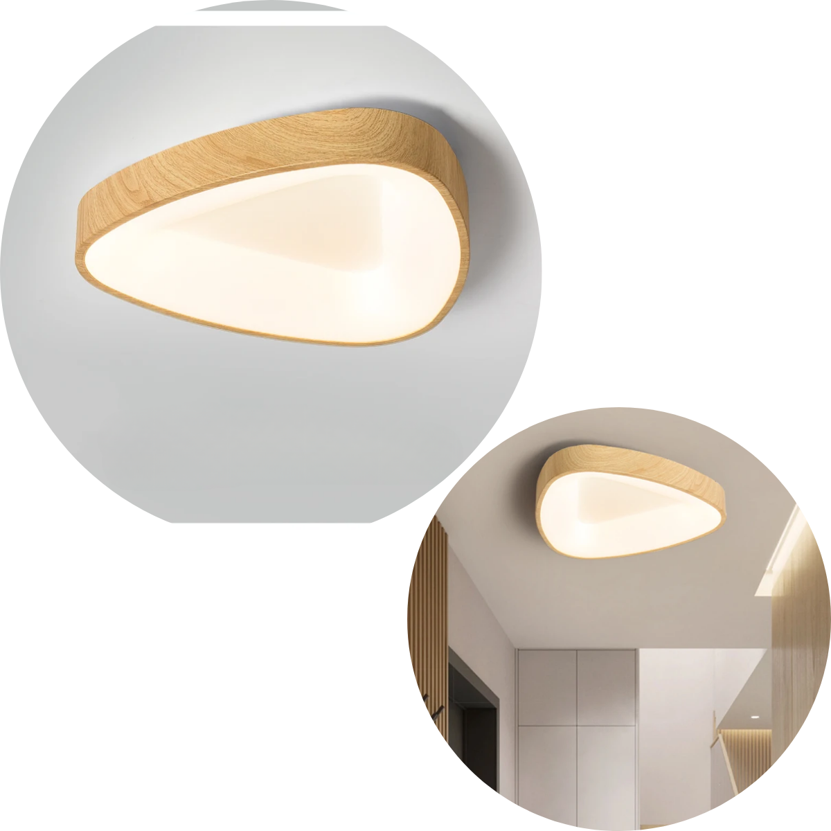 Luminaria Plafon Oval Amadeirado Bege 3in1 Cleam Triangular