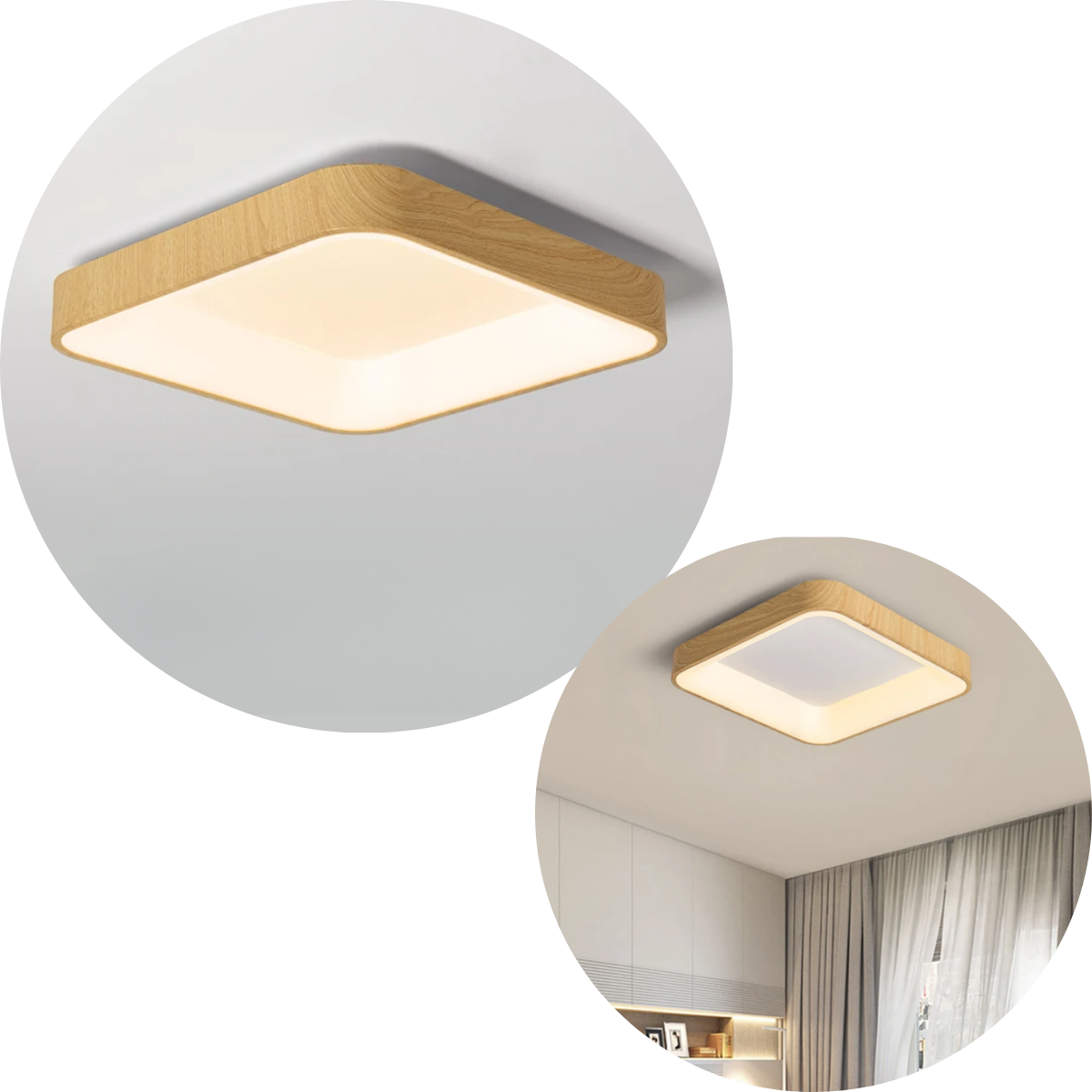 Luminaria Plafon Quadrado Amadeirado Bege 3 In 1 Cleam