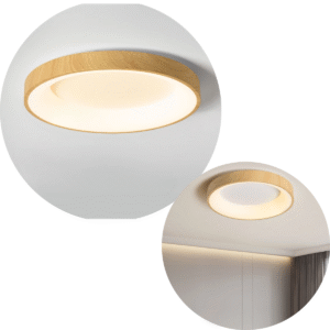 Luminaria Plafon Redondo Amadeirado Bege 3 In 1 Cleam
