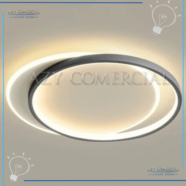 Luminaria Plafon De Teto Minimalista 2 Aneis Preto - Imagem 3