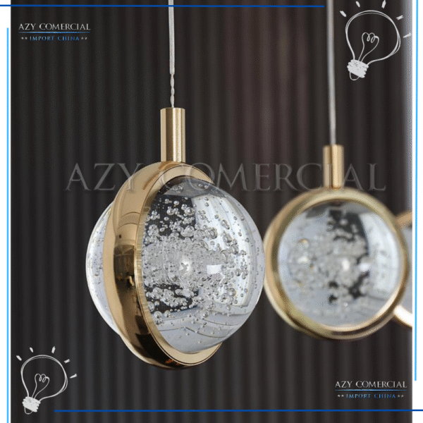 Luminaria Pendente Led Saturno Cor Rose Gold - Cristal - Imagem 5