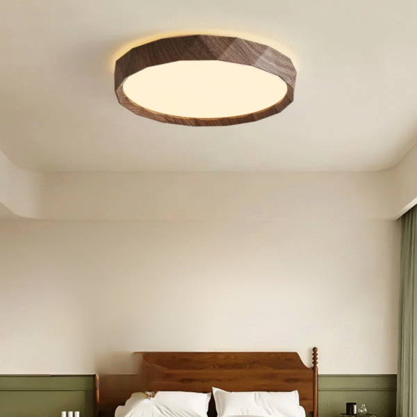 Luminaria Plafon Redondo Amadeirado Marron 3 In 1 Moderno - Imagem 5