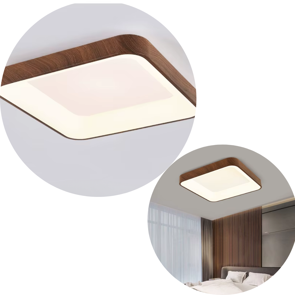 Luminaria Plafon Quadrado Amadeirado Marron 3 In 1 Cleam