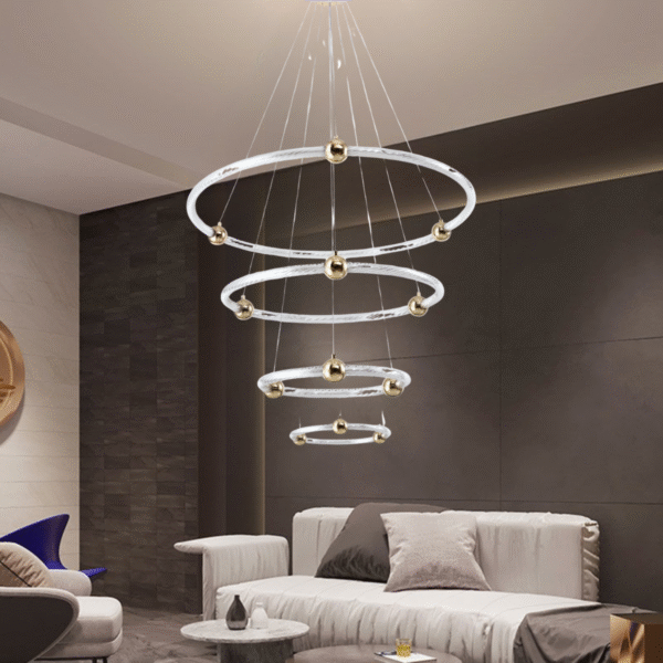 Lustre Aliança 4 Aneis 80x60x40x20 Galaxy Luxo Bivolt - Imagem 2
