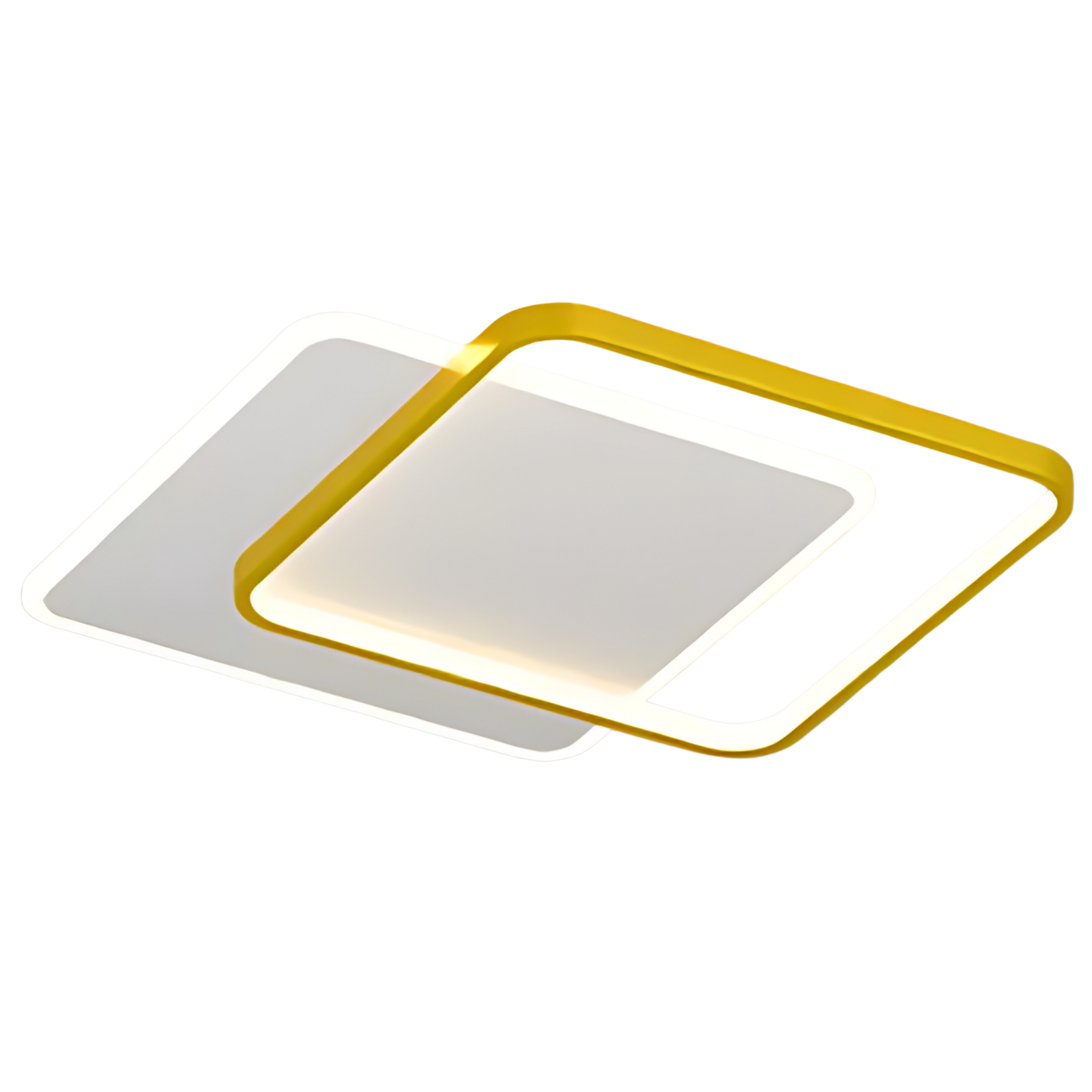 Luminaria Plafon Sobrepor Minimalista Quadrado 2aneis Dourad
