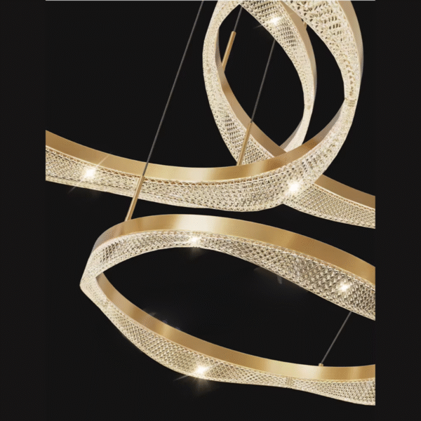 Lustre Pendente Arco Ouro 4 Anéis Led Moderno Nordecor - Imagem 2