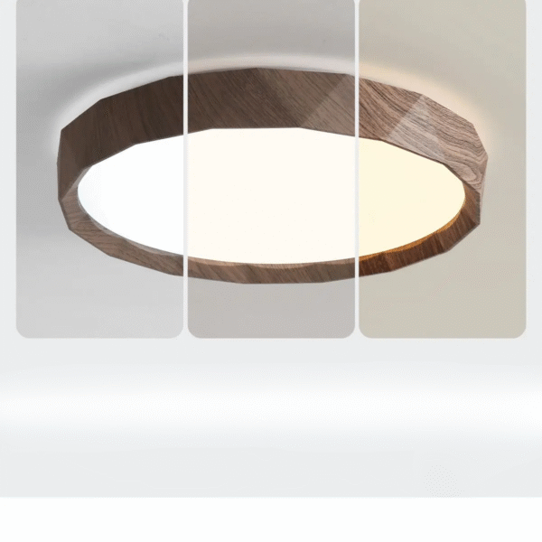 Luminaria Plafon Redondo Amadeirado Marron 3 In 1 Moderno - Imagem 4