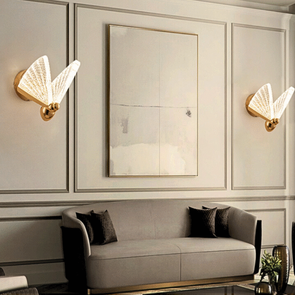 Arandela Led Borboleta Dourada G 23cm Decorativa Moderna - Imagem 5