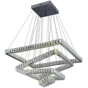 Lustre Cristal Legitimo Quadrado 80x60x40x20 4 Aros Bivolt