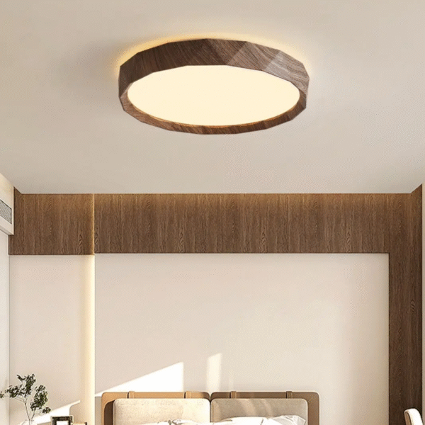 Luminaria Plafon Redondo Amadeirado Marron 3 In 1 Moderno - Imagem 3