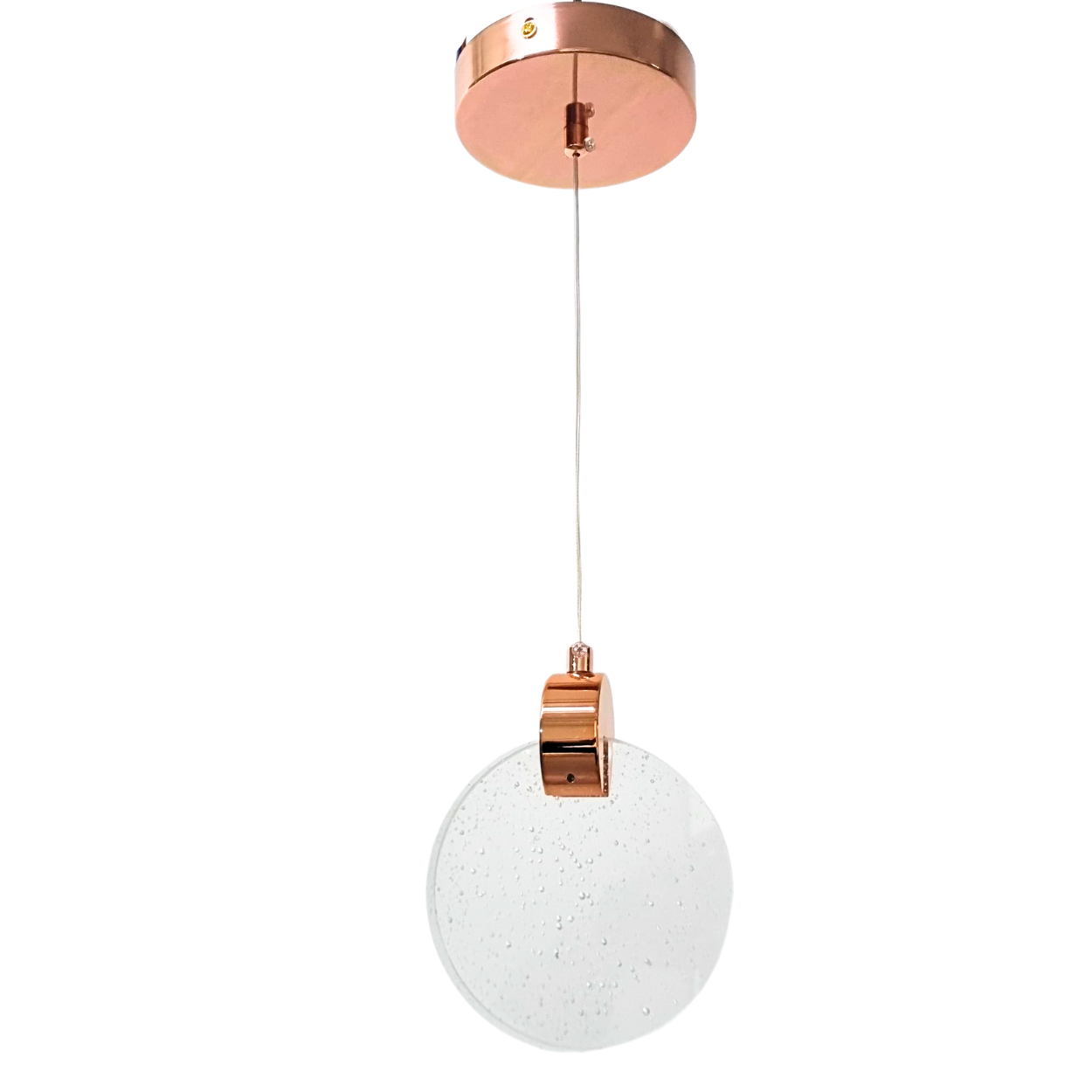 Pendente Lua De Cristal Vidro Com Bolhas - Rose