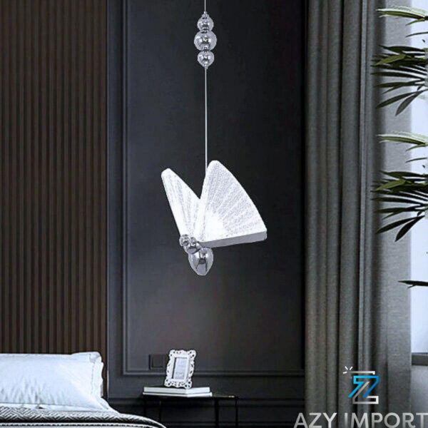 Luminaria Led Pendente Borboleta 22cm Prata Grande - Imagem 5