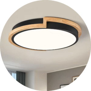 Luminaria Plafon Redondo Amadeirado Black 3 In 1 Saturno
