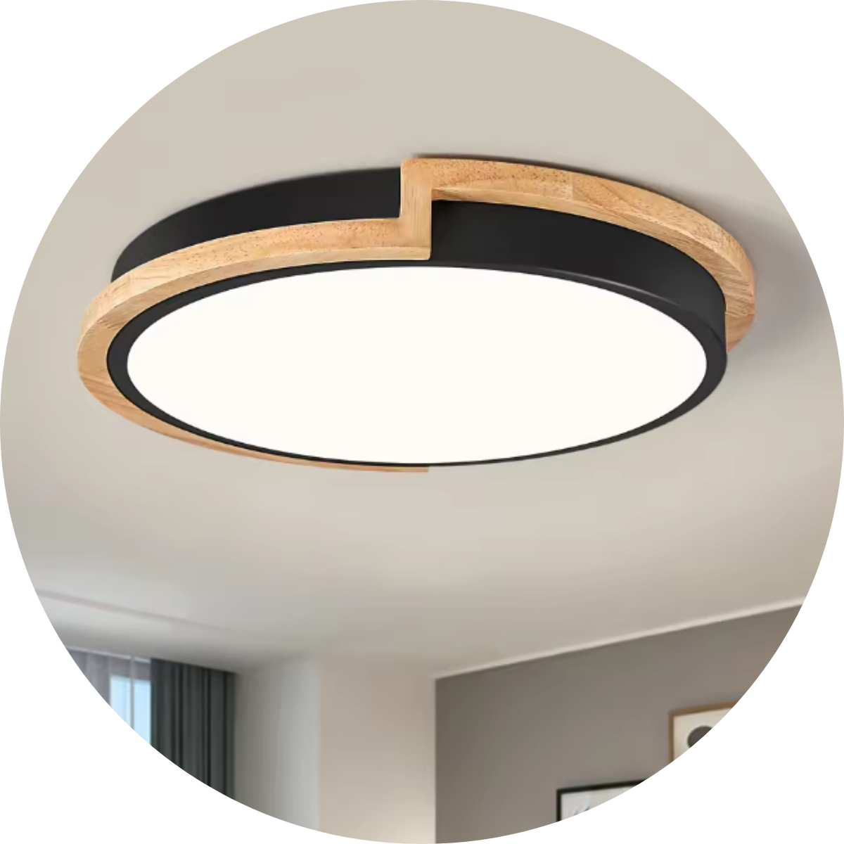 Luminaria Plafon Redondo Amadeirado Black 3 In 1 Saturno